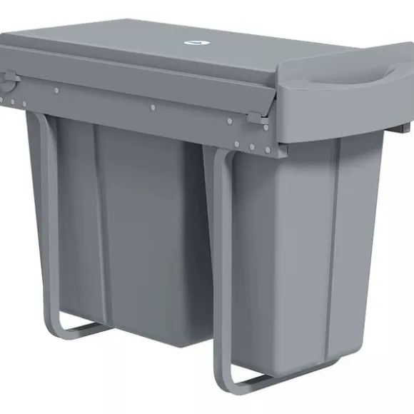HOMCOM Utdragbar Sopkorg för Underskåp, Köksbehållare med 2 Hinkar (20L+10L), Metall/Plast, Grå