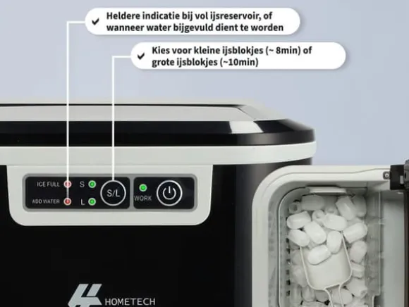 HomeTech Isbitarmaskin – Isbitsmaskin – 2,2 Liter – Svart