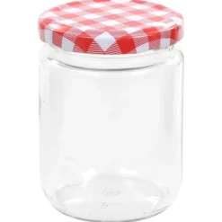 Honungsburkar - Living Syltburkar i glas med vita och röda lock 48 st 230 ml