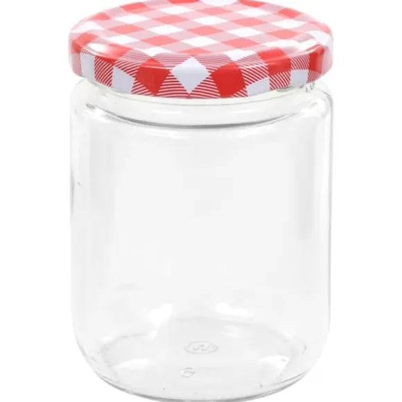 Honungsburkar - Living Syltburkar i glas med vita och röda lock 48 st 230 ml