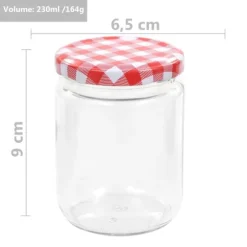 Honungsburkar - Living Syltburkar i glas med vita och röda lock 48 st 230 ml