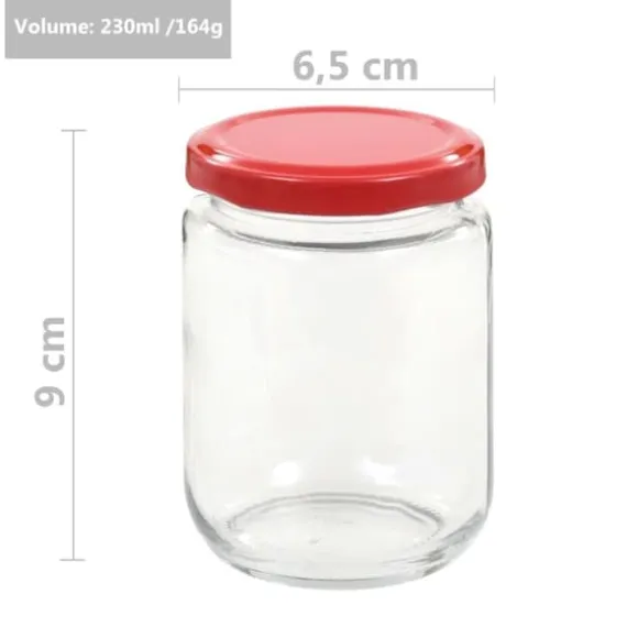 Honungsburkar - Living Syltburkar i glas med röda lock 96 st 230 ml