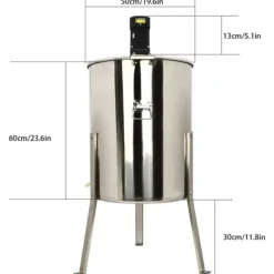 Honungsslunga - Elektrisk 8-ramars - Rostfritt stål - 220 V - 140 W motor - 370 varv/min - Cylindrisk