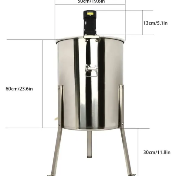Honungsslunga - Elektrisk 8-ramars - Rostfritt stål - 220 V - 140 W motor - 370 varv/min - Cylindrisk