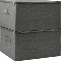 Hopfällbara förvaringslådor i tyg - Förvaringslösning | Färg: Antracit | Storlek: 43x34x23 cm | 2 st