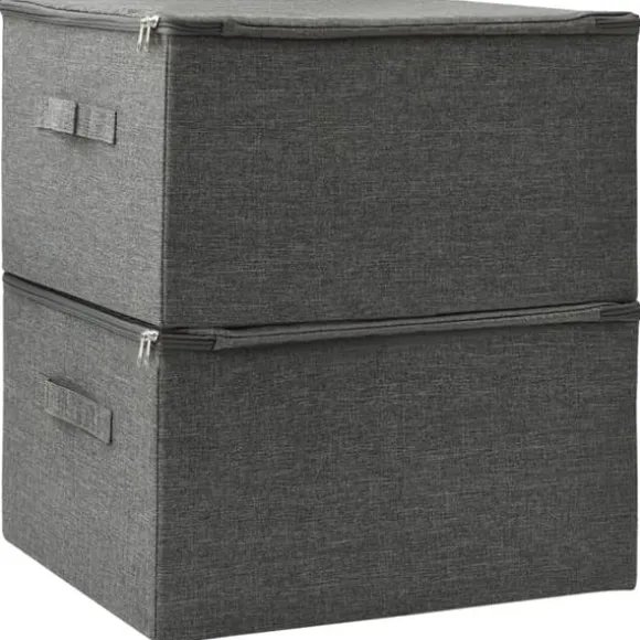 Hopfällbara förvaringslådor i tyg - Förvaringslösning | Färg: Antracit | Storlek: 43x34x23 cm | 2 st