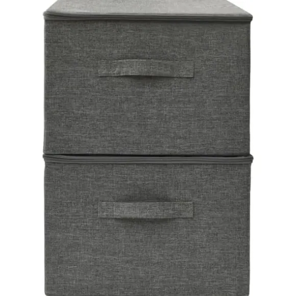 Hopfällbara förvaringslådor i tyg - Förvaringslösning | Färg: Antracit | Storlek: 43x34x23 cm | 2 st