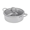 Hot Pot/Fonduegryta - Delad Yin-Yang - 32 cm - 304 Rostfritt Stål - Med Skedar - Militärgrön