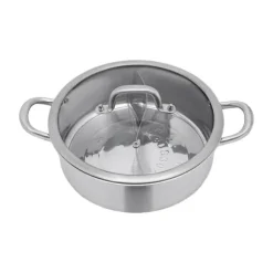 Hot Pot/Fonduegryta - Delad Yin-Yang - 32 cm - 304 Rostfritt Stål - Med Skedar - Militärgrön