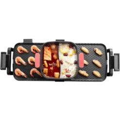 Hot Pot Grill 2300W, 2-i-1 Elektrisk, Rökfri med Avtagbar Kokplatta, Perfekt för Hem & Festbruk