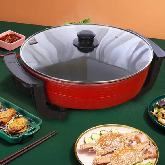 Hot Pot, Högkvalitativ aluminium, Kastrullens diameter 30 cm, Djup 10 cm, 1360W effekt, 360° uppvärmning