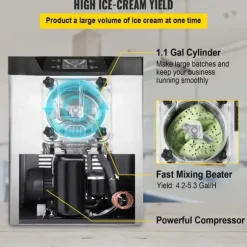 Hårdglassmaskin, Kommersiell 3,5-4,4 UK Gallon/H, Rostfritt Stål, Lång Livslängd, Energibesparande
