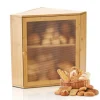 Hörnbrödlåda, Dubbelskiktad Förvaringsbehållare, Bambu Material, för Köksbänk