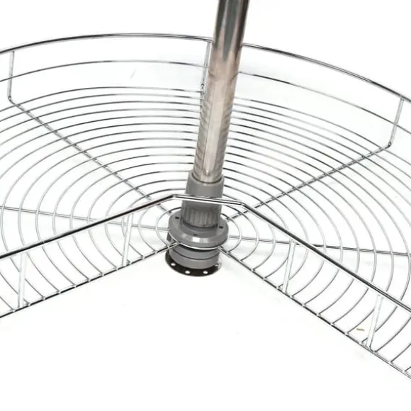Hörnkarusell för köksskåp - Svängbar Halvcirkelkorg - 270° Rotation - Höjdjusterbar 71 cm - 2 Nivåer - Järn - Silver
