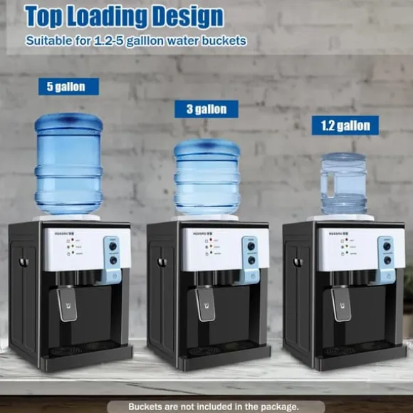 HS-09 varm- och kallvattenkylare, fristående toppmatad dispenser, för hem/kontor, svart