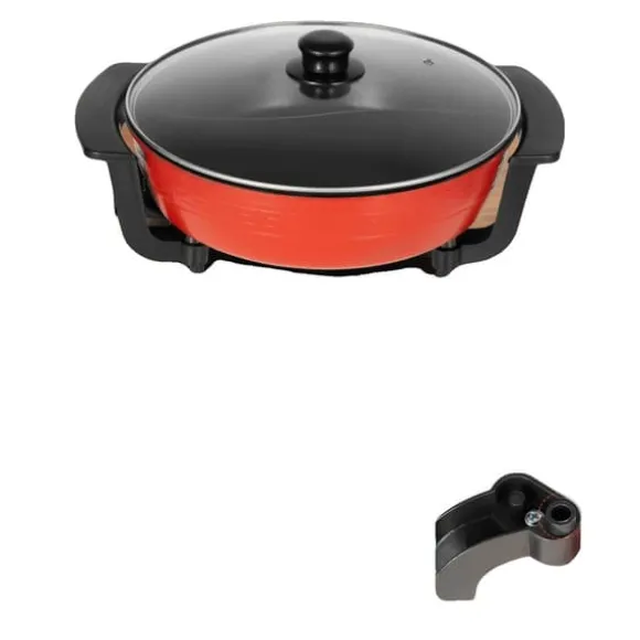 Hushålls Hot Pot, 5-nivå Temperaturkontroll, Non-Stick Beläggning,Röd