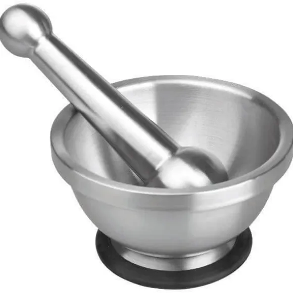 IBILI Mortel - Rostfritt stål - Med mortelstöt - Ø 13,5 x H 7,5 cm