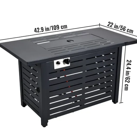 2-i-1 50000 BTU 43" pulständning gas eldstad bord med tillbehör, gott om plats, justerbar flamknopp, säker och lätt att använda