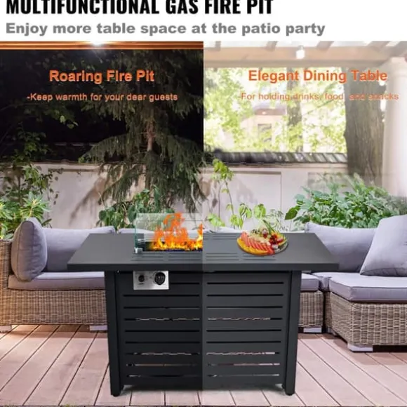 2-i-1 50000 BTU 43" pulständning gas eldstad bord med tillbehör, gott om plats, justerbar flamknopp, säker och lätt att använda