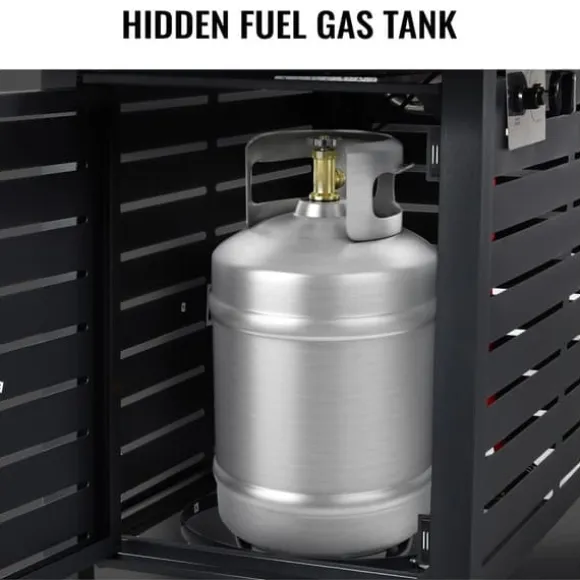 2-i-1 50000 BTU 43" pulständning gas eldstad bord med tillbehör, gott om plats, justerbar flamknopp, säker och lätt att använda