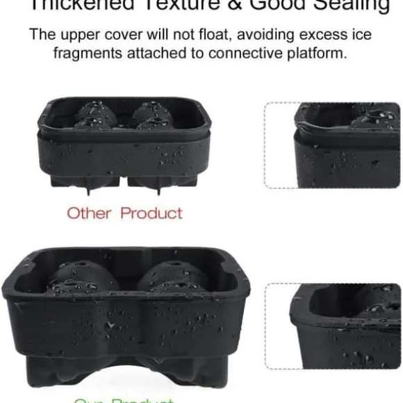 Ice Cube Mould - AN - 3D Skull - Silikon - Svart - Lock ingår