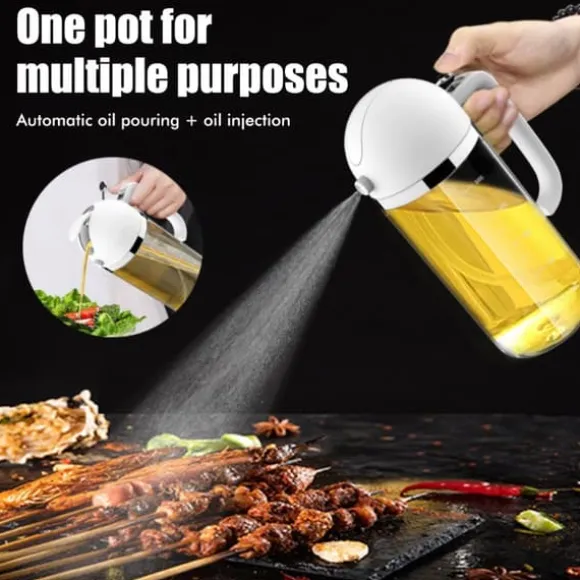 2 i 1 glasoljespruta olivolja dispenser Press typ dispenser för matlagning kök grill