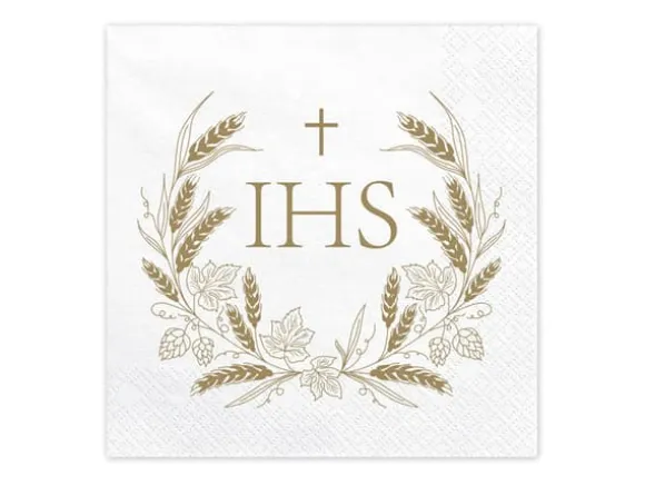 IHS servetter, 33x33 cm, guld (1 förpackning / 12 st.)