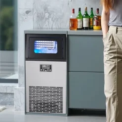 IJsblokjesmachine - Commerciële ijsmachine - Productie 45 kg/dag - Opslag 13 kg - Vrijstaand/onderbouw - Roestvrij staal - Zelfreinigend