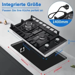 Inbyggd Gaskök, Dubbelbränsle Stöd, Lätt att Rengöra Glaslock, Elektronisk Tändning