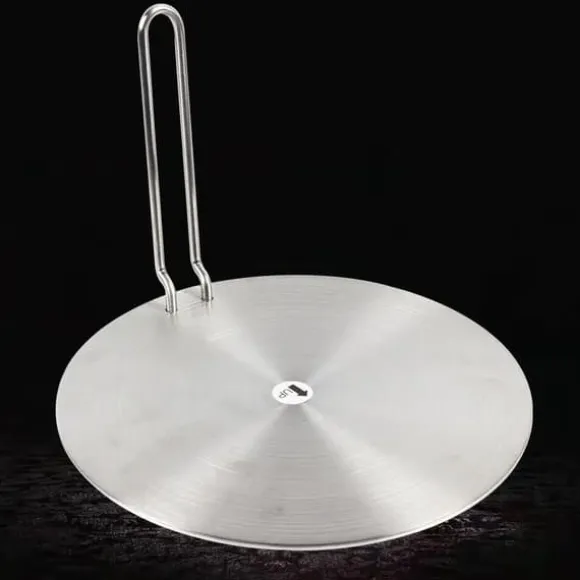 Induktionsadapterplatta - Värmefördelare - Rostfritt stål - Avtagbart handtag - 24 cm - Universell - Silver