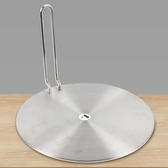 Induktionsadapterplatta - Värmefördelare - Rostfritt stål - Avtagbart handtag - 24 cm - Universell - Silver