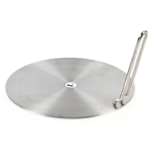 Induktionsadapterplatta - Värmefördelare - Rostfritt stål - Avtagbart handtag - 24 cm - Universell - Silver