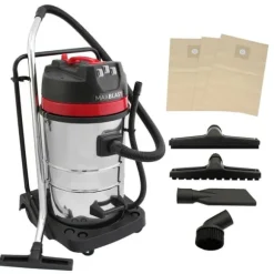 Industriell Dammsugare 80L Vått & Torrt 4 Munstycken Kommersiell Städning 3000W Trippelmotor Rostfritt Stål Tygfilter 1,5 m Slang 9 m Kabel Påslös ell | CDON