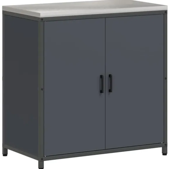 Industriellt köksförvaringsset med hylla och dörrar - 3 delar | Färg: Antracit | Storlek: 210x50x92 cm