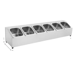 Ingrediensbehållare, Rostfritt Stål, Platsbesparande Design,6-rutnät, Silver, 9L