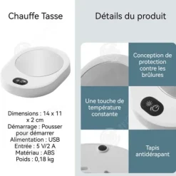INN Kaffekoppsvärmare 14x11x2cm Konstant temperatur Uppstart med ett enkelt tryck Snabb uppvärmning Tyst Kraftfull