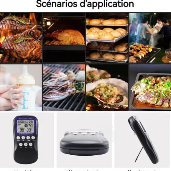INN Kökstermometer 7,2x2x14,5cm Lätt att använda med intelligent digital display och nedräkningsalarm Svart