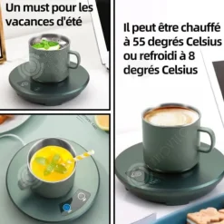 INN Koppvärmare 8-55 grader Celsius Räckvidd Uppvärmning Elektrisk Kaffevärmare Uppvärmning Kylning Dubbel användning Varmkopp Fr