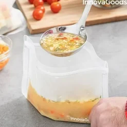 InnovaGoods IG816049 Set med 10 återanvändbara påsar för matfreco, Transparent, 5 x 12 cm inklusive 5 skålar på 21,5 x 18 cm