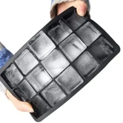 Isbitsform silikon, lätt att släppa, 15 isbitar, form med mycket transparent lock för whisky, mjölkte, svart