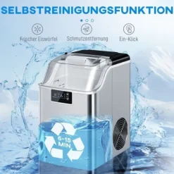 Isbitsmaskin med dispenser – 20 kg/24 h, 2,1 L vattentank, silver