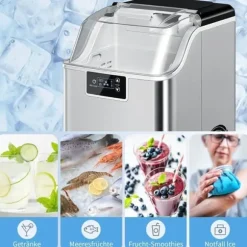 Isbitsmaskin med dispenser – 20 kg/24 h, 2,1 L vattentank, silver
