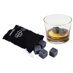 Iskuber för whisky, kyla ner drycker, vinstenar, whiskystenar i granit, Champagne, 9 delar, grå.
