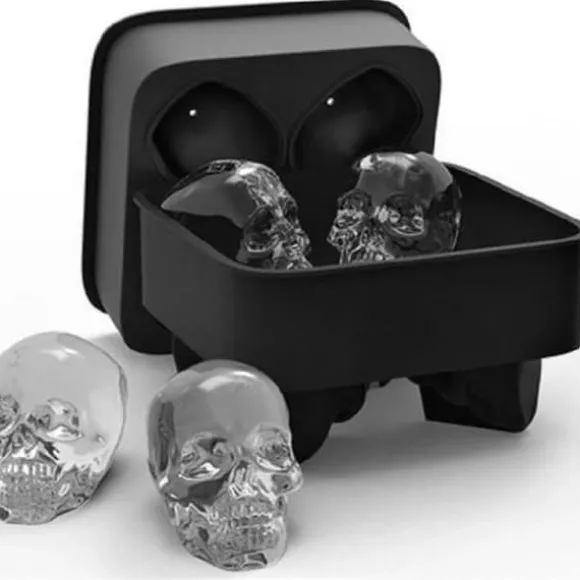 Iskubsform - Panlom® - 3D Skull - Livsmedelsgodkänd silikon - 5 x 6,3 cm - Svart