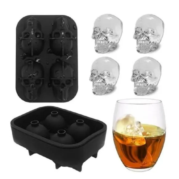 Iskubsform - Panlom® - 3D Skull - Livsmedelsgodkänd silikon - 5 x 6,3 cm - Svart