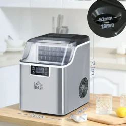 Ismaskin 20 kg/24 h, 2,3 L, 3,2 L tank, auto-rengöring, rostfritt, 25,2×36×37,1 cm