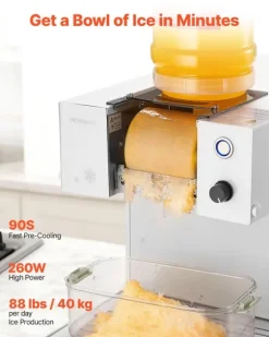 Ismaskin - Nugget/Snöflingeis - Kapacitet 40 kg/dygn - Vattentank 1,8 l - Snabbkylning 90 s - Rostfri konstruktion