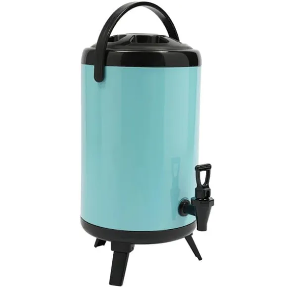 Isolerad dryckesbehållare - Dryckesdispenser med kran - Rostfritt stål 201 - För varm & kall - 10 L (ca 8 L) - 24×33 cm - Himmelsblå
