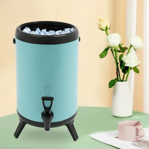 Isolerad dryckesbehållare - Dryckesdispenser med kran - Rostfritt stål 201 - För varm & kall - 10 L (ca 8 L) - 24×33 cm - Himmelsblå