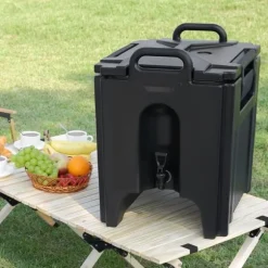 Isolerad dryckesdispenser, 10 gallon, livsmedelsklassad LL9450UP för varma/kalla drycker, termisk med tvåstegs kranhandtag.